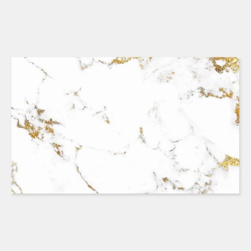 Marble White Gold Abstract Stone Wedding Favor Rectangular Sticker