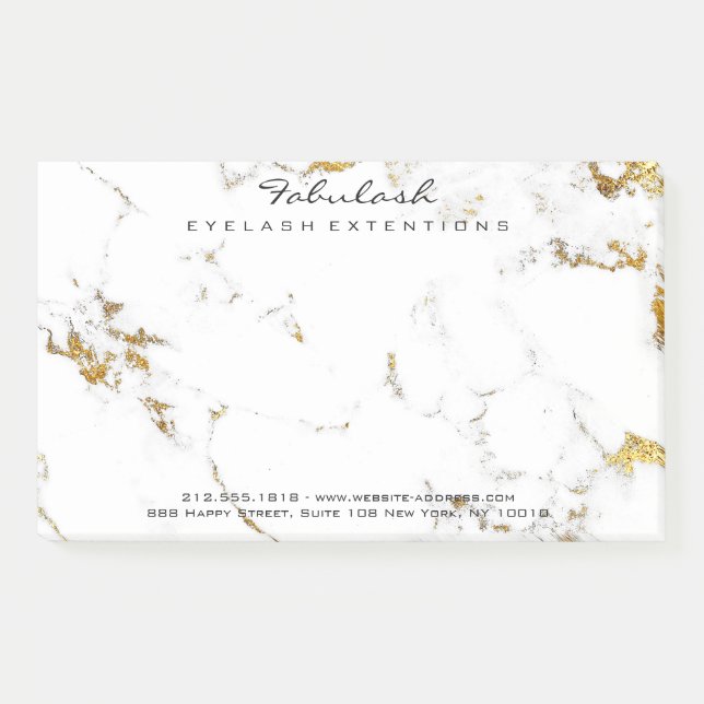 Marble White Gold Name Adress Minimal Lux Post-it Notes (Front)