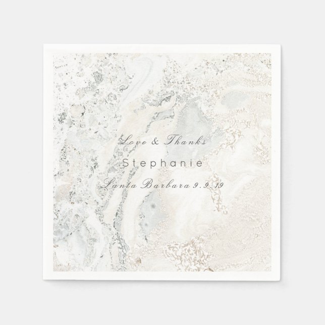Marble White Gray Minimalism Bridal Wedding Paper Napkins (Front)