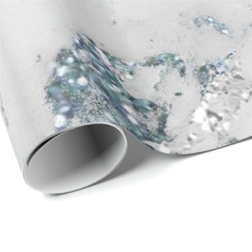 Marble White Gray Silver Gray Stroke Stone Glitter Wrapping Paper