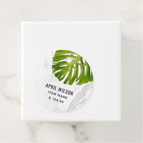 MARBLE WHITE GREEN MONSTERA LEAF FOLIAGE PRICE FAVOR TAGS