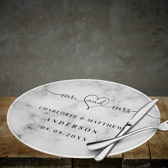 Marble white mr mrs elegant newly weds cutting board (Creator Uploaded)