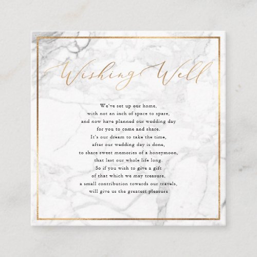 Marble Wishing Well Calligraphy Faux Gold Enclosure Card