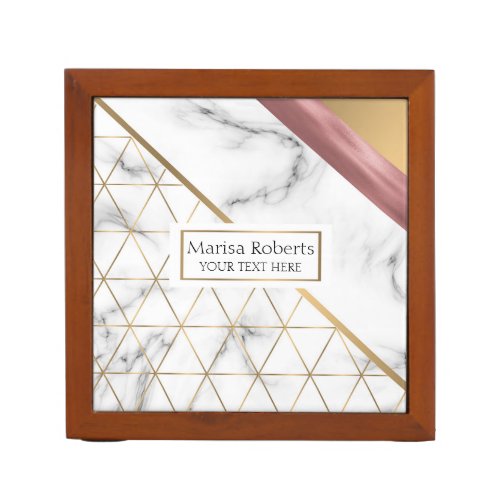 Marble with gold and rose gold details desk organizer