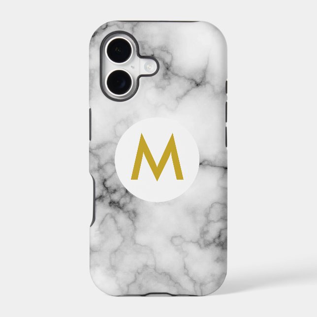 marble with monogram iphone case (Back)