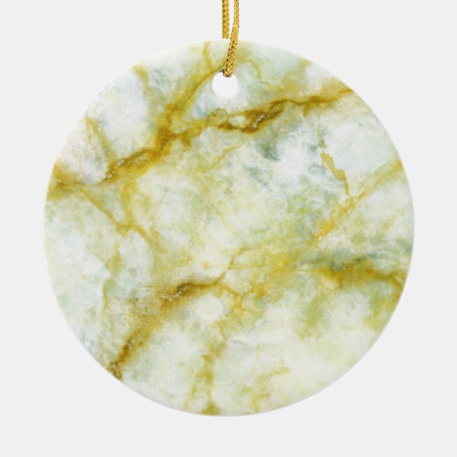 Marble with Yellow Threads Ceramic Ornament (Front)