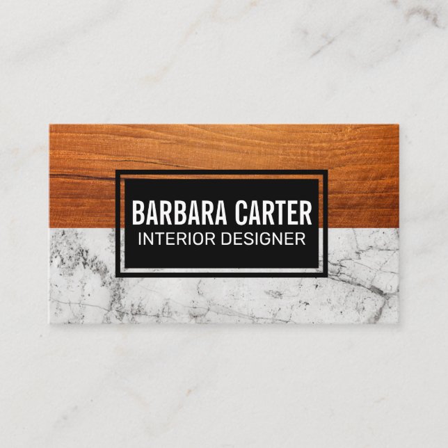 Marble Wood Background Business Card (Front)