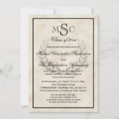 Marble Wreath Monogram Classic College Graduation Invitation (Front)