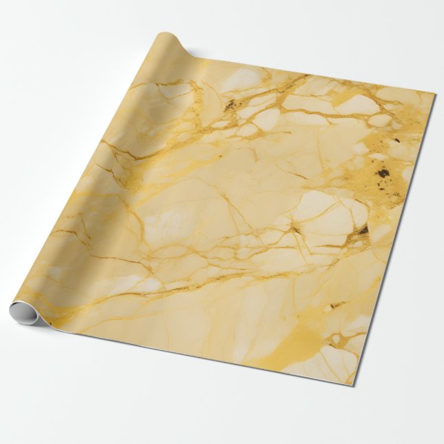 Marble Yellow Wrapping Paper (Unrolled)