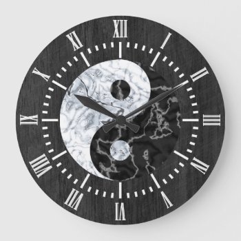 Marble Yin Yang Symbol Large Clock by Hakonart at Zazzle