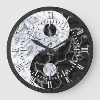 Marble Yin Yang Symbol Large Clock by Hakonart at Zazzle