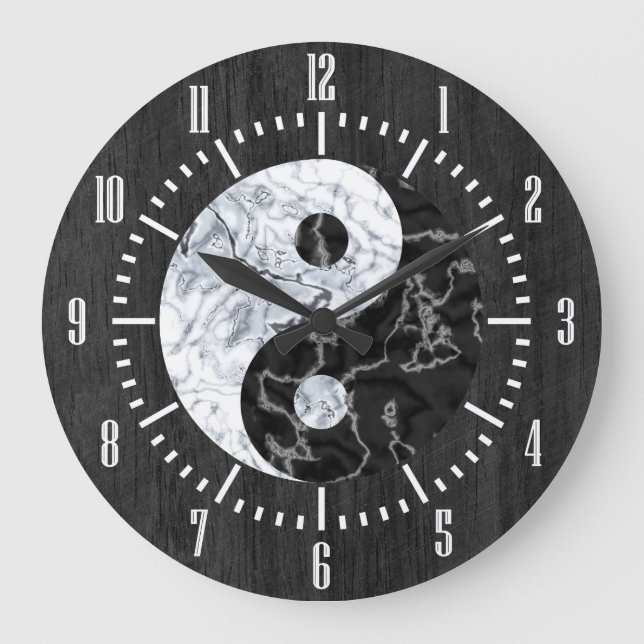Marble Yin Yang Symbol Large Clock (Front)