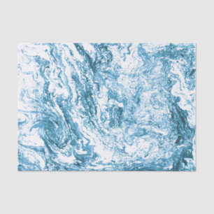Marbled Abstract Design Blue and White Tissue Paper