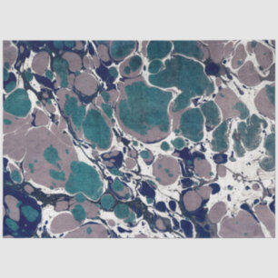 Marbled Abstract Design Blue Green White Tissue Paper