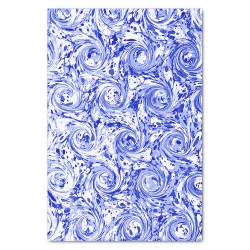 Marbled Abstract Design  Blue White Swirls Tissue Paper