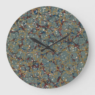 Marbled Abstract Painting Large Clock