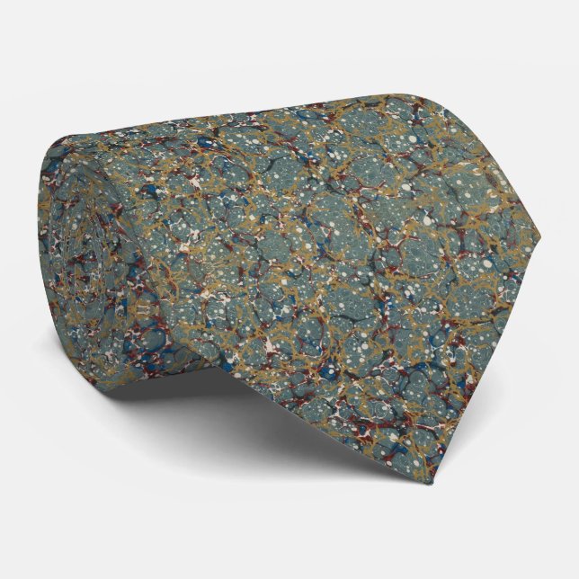 Marbled Abstract Painting Neck Tie (Rolled)