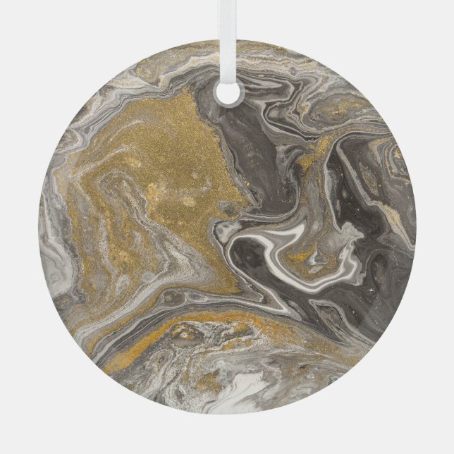 Marbled acrylic, nature-inspired texture. glass ornament (Front)
