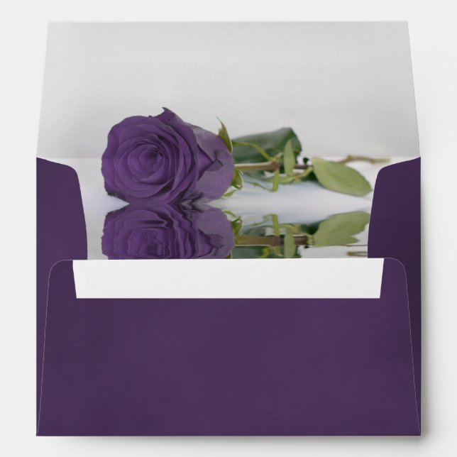 Marbled Amethyst Purple with Rose Elegant Wedding Envelope (Back (Bottom))