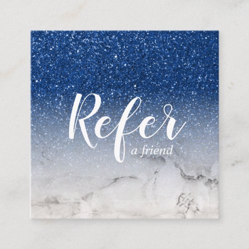 Marbled and Blue Glitter Ombre Glam Chic Referral Card