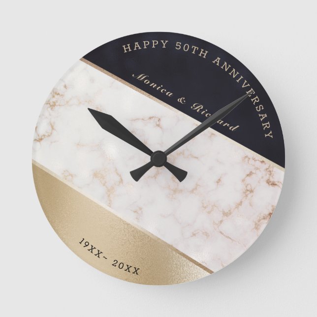 Marbled And Glitter Round Clock (Front)