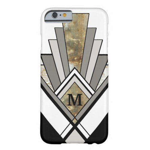 Marbled Art Deco Geometric with Custom Monogram Barely There iPhone 6 Case
