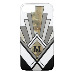 Marbled Art Deco Geometric with Custom Monogram iPhone 8/7 Case