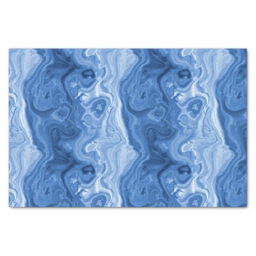 Marbled Azure Cobalt Blue White Agate Art Pattern Tissue Paper