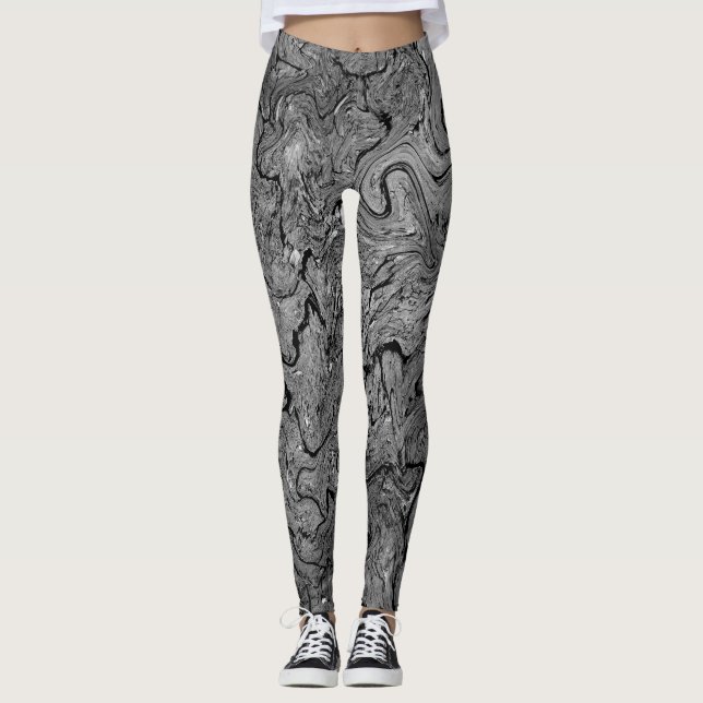 "Marbled" B&W Leggings (Front)