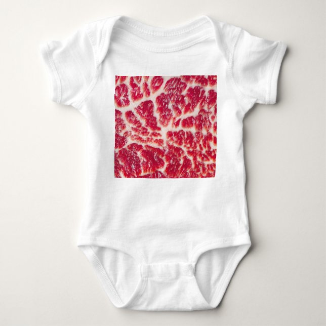 Marbled Beef Steak Texture Closeup Baby Bodysuit (Front)