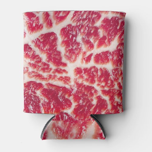 Marbled Beef Steak Texture Closeup Can Cooler
