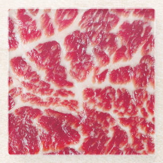 Marbled Beef Steak Texture Closeup Glass Coaster