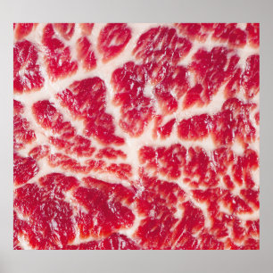 Marbled Beef Steak Texture Closeup Poster