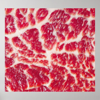 Marbled Beef Steak Texture Closeup Poster