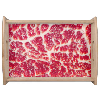 Marbled Beef Steak Texture Closeup Serving Tray
