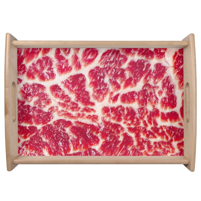 Marbled Beef Steak Texture Closeup Serving Tray (Front)