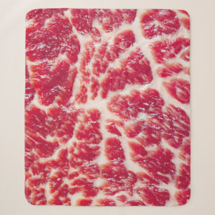 Marbled Beef Steak Texture Closeup Sherpa Blanket