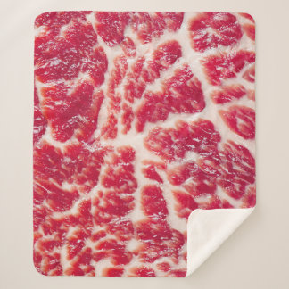 Marbled Beef Steak Texture Closeup Sherpa Blanket