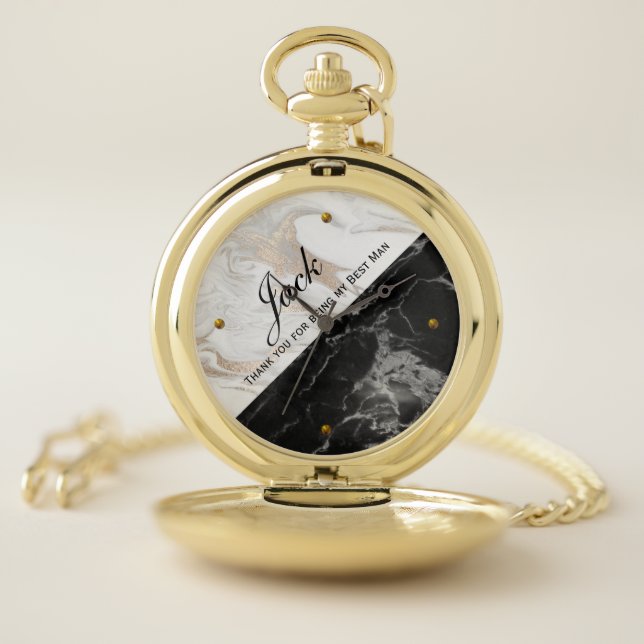 Marbled Best Man Pocket Watch (Inside)