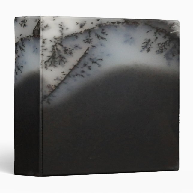 Marbled Black Agate, Cool Natural Stone Unique 3 Ring Binder (Front/Spine)