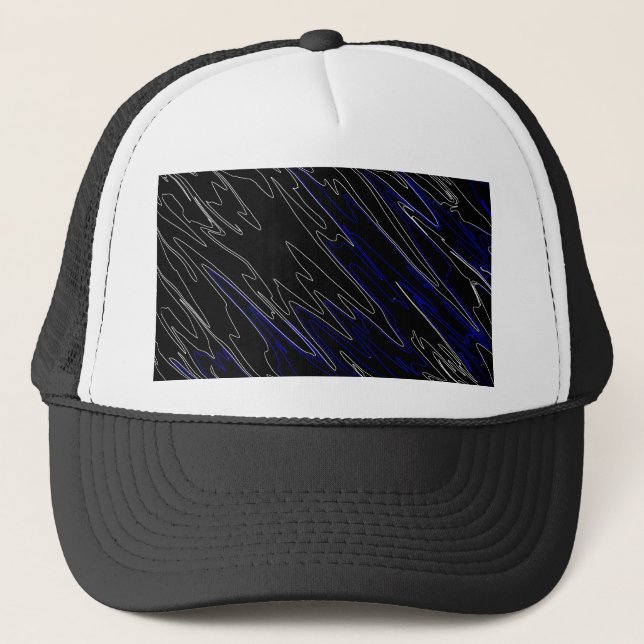 Marbled Black Blue Trucker Hat (Front)