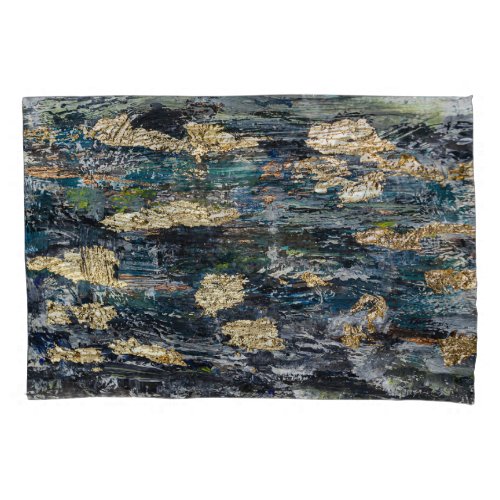 Marbled Black Gold Abstract Fluid Pillow Case