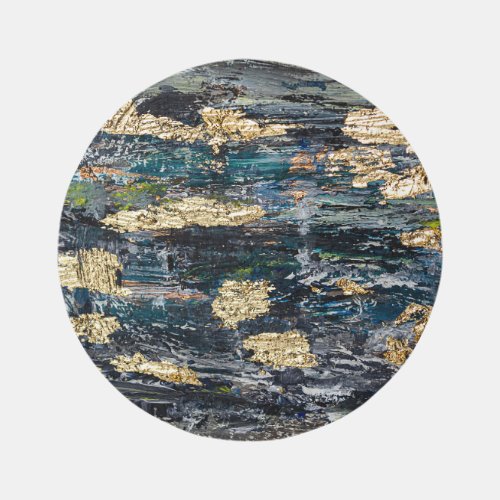 Marbled Black Gold Abstract Fluid Rug