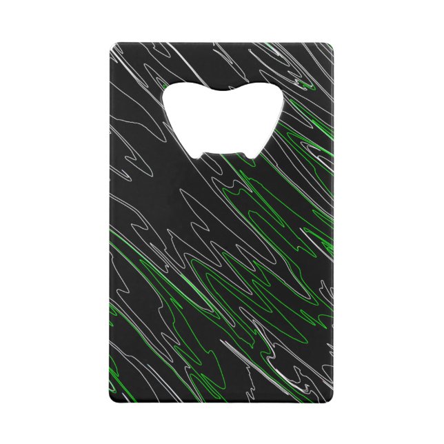 Marbled Black Green Credit Card Bottle Opener (Back)