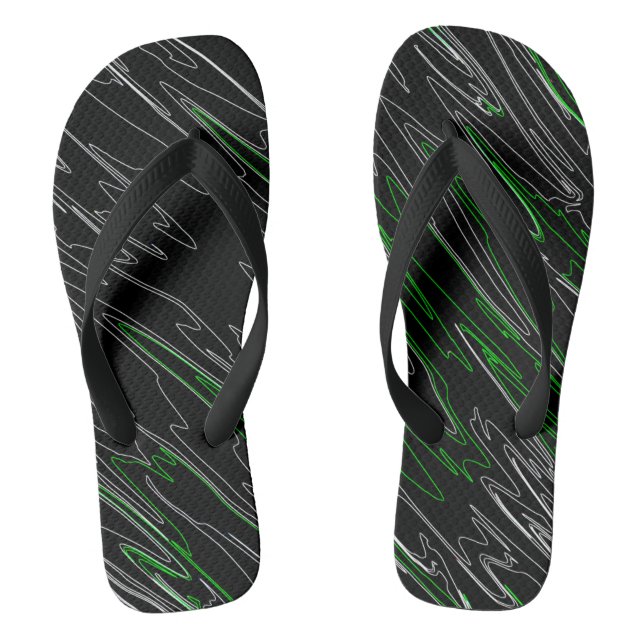 Marbled Black Green Flip Flops (Footbed)