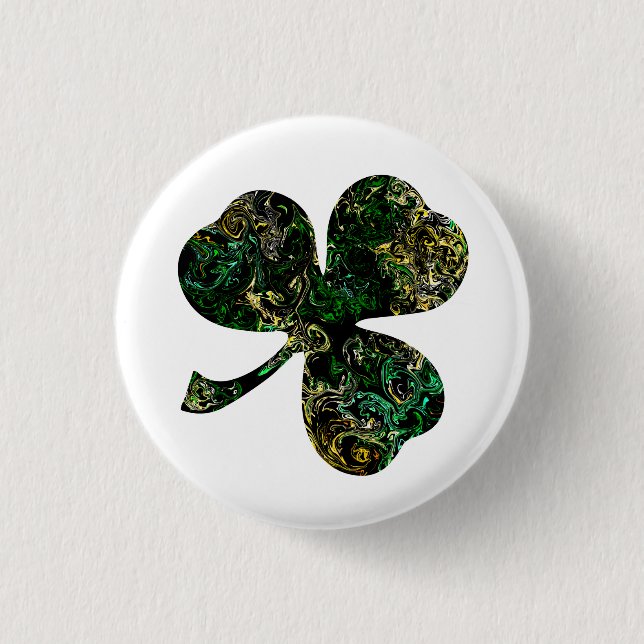 Marbled Black Shamrock Button (Front)