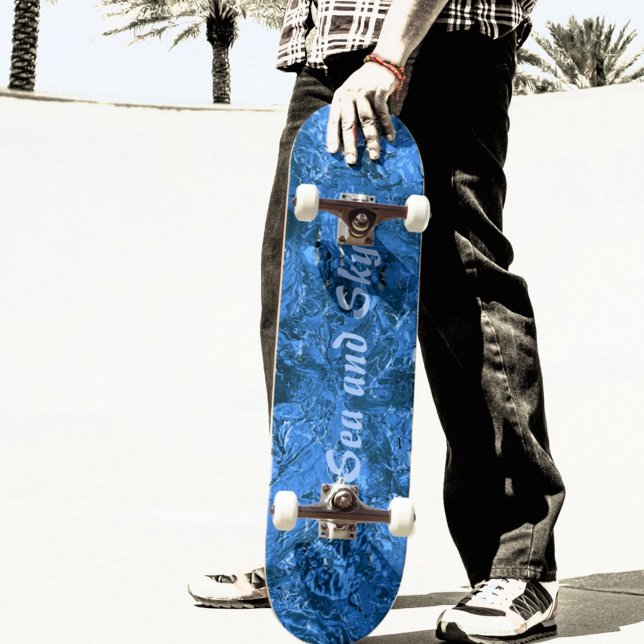 Marbled Blue Abstract Sea and Sky Skateboard (Creator Uploaded)
