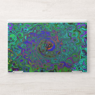 Marbled Blue and Aquamarine Abstract Retro Swirl HP Laptop Skin