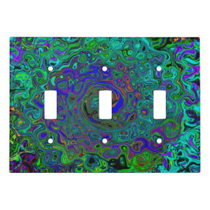 Marbled Blue and Aquamarine Abstract Retro Swirl Light Switch Cover