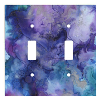 Marbled Blue and Purple Watercolor Light Switch Cover